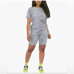 Womens 2 Piece Sports Outfit Tracksuit Shirt Shorts Jogger Bodycon Sets